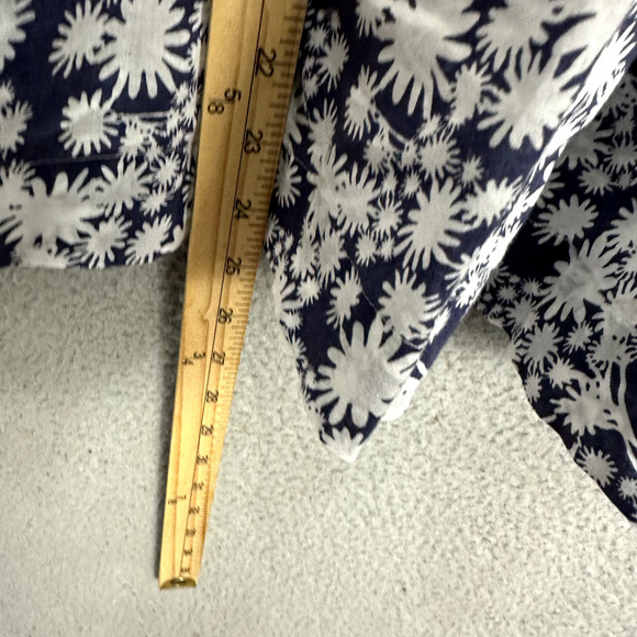 French Connection Top Womens 12 Blue Abstract Floral Short Sleeve Flowy Boho - Picture 4 of 6